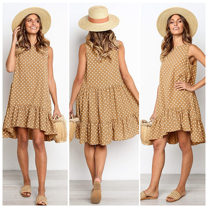 Robe d'été A-line pour femme avec ourlet volanté et pois Chic & Stil