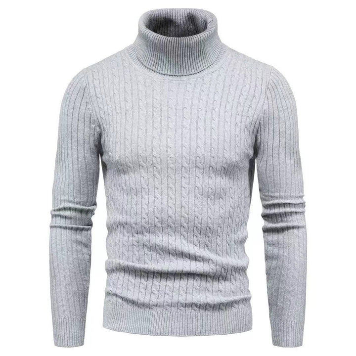 Men's turtleneck sweater with textured cable-knit pattern Lune London