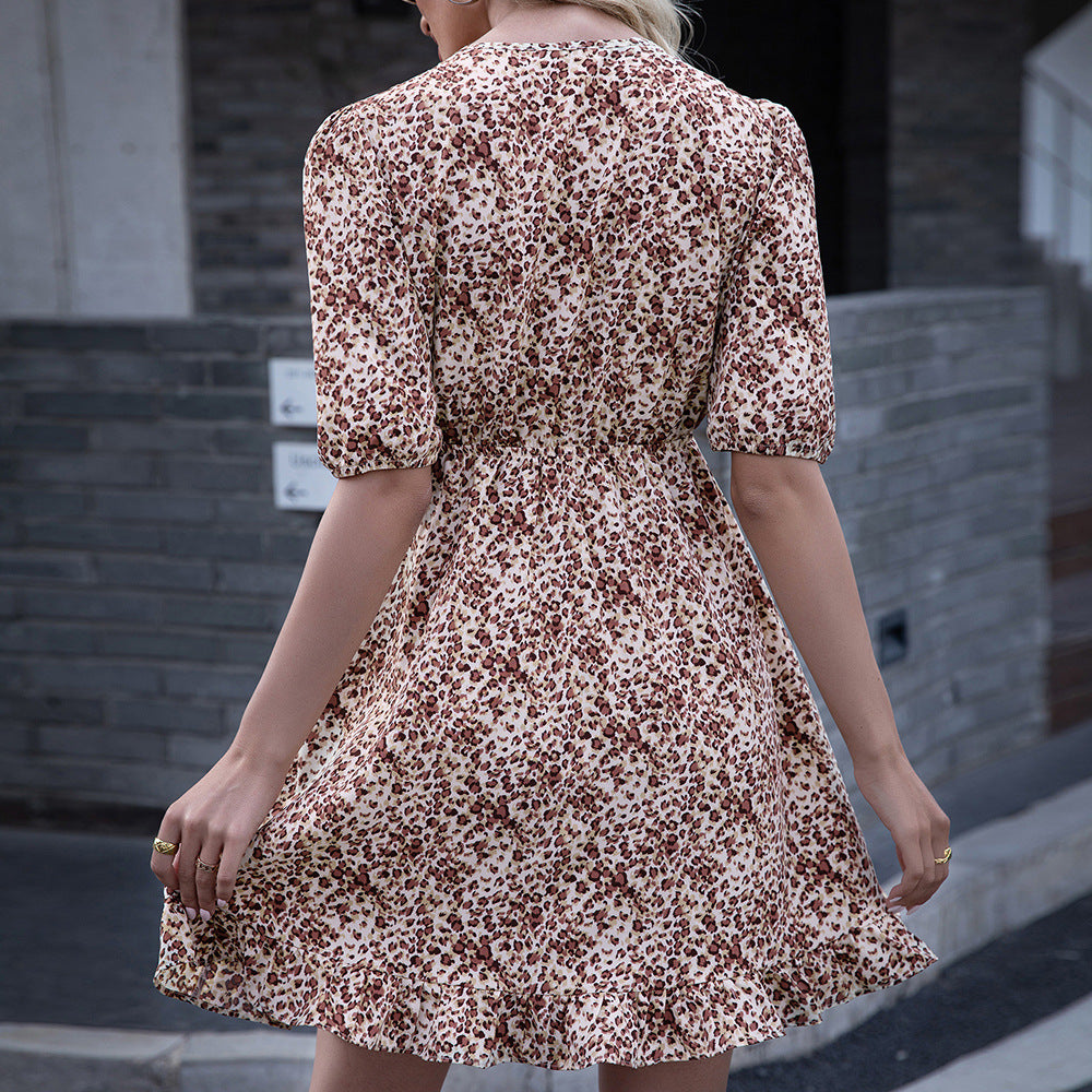 Summer dress for women with floral pattern and frills Lune London