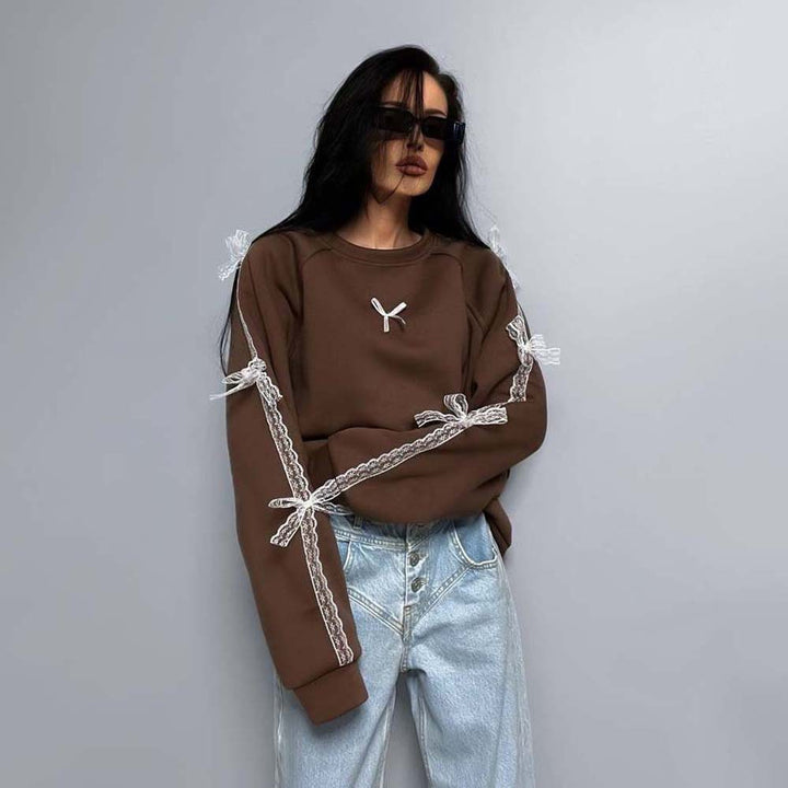Ladies elegant sweatshirt with unique tie belts Lune London