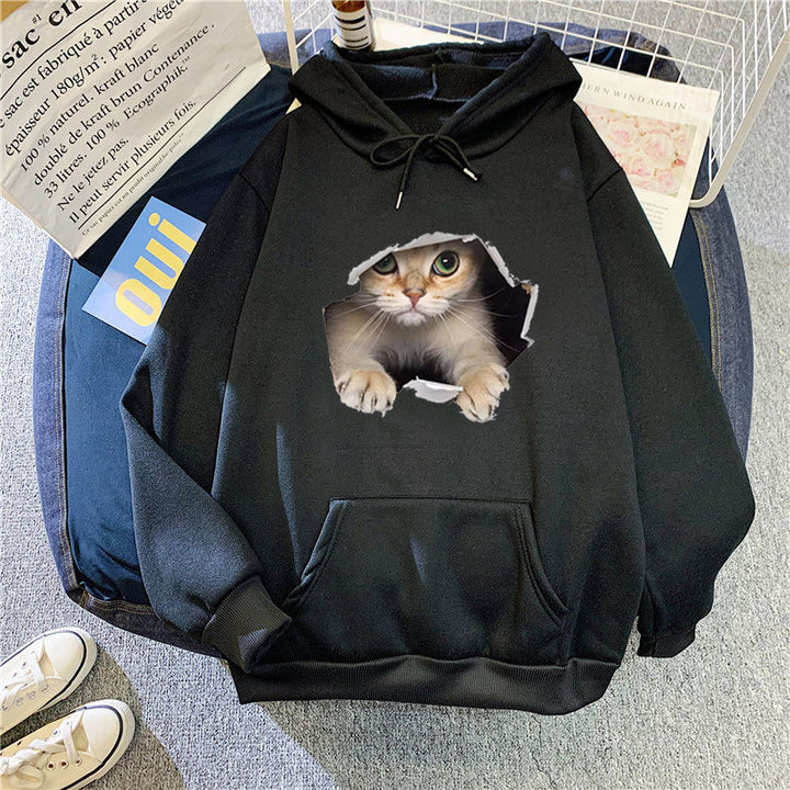 Women's hoodie with unique cat design Chic & Stil