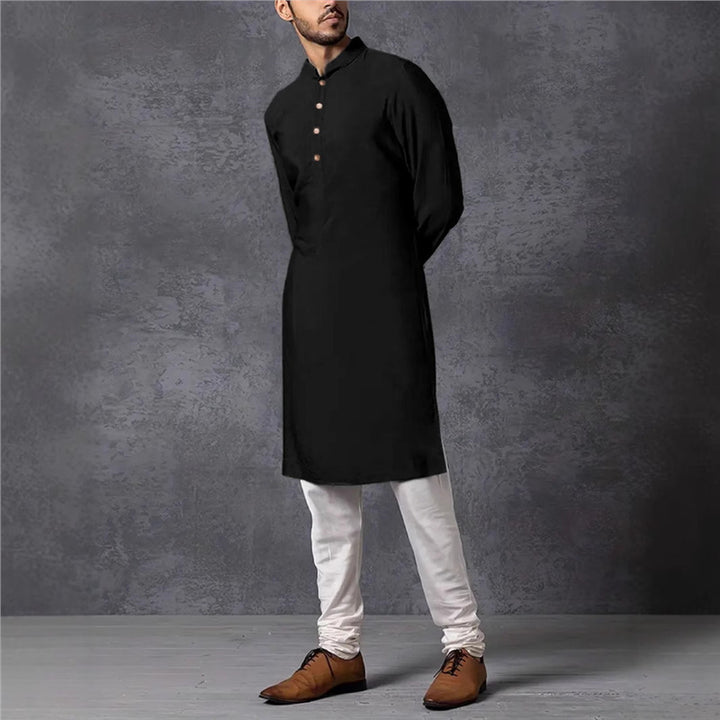 Elegant and fashionable Men's Kurta with high collar and chic button details