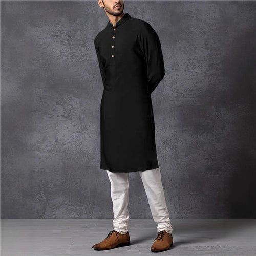 Elegant and fashionable Men's Kurta with high collar and chic button details