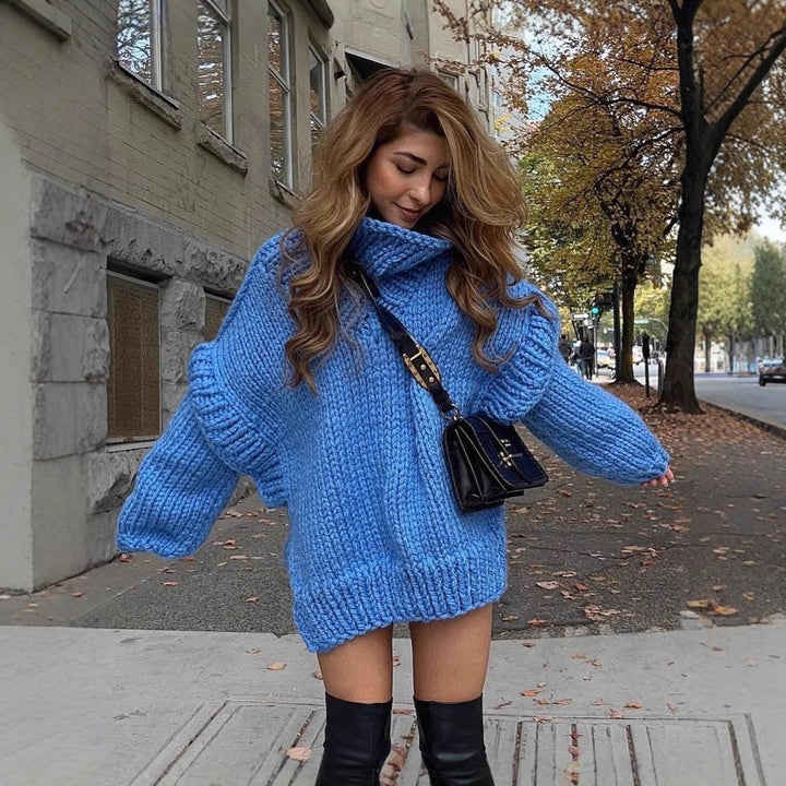 Oversized knitted sweater for women with turtleneck and voluminous sleeves Lune London