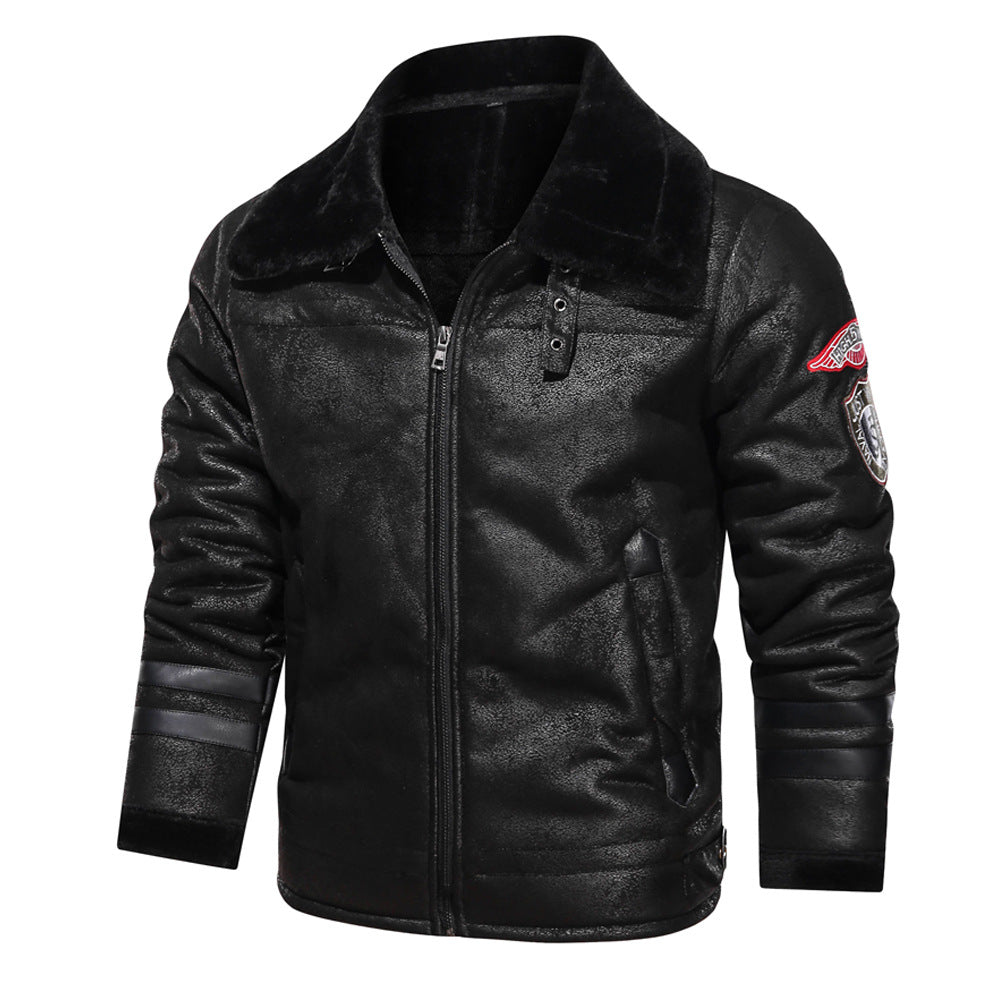 Pilot jacket for men in synthetic leather with warm lining Lune London