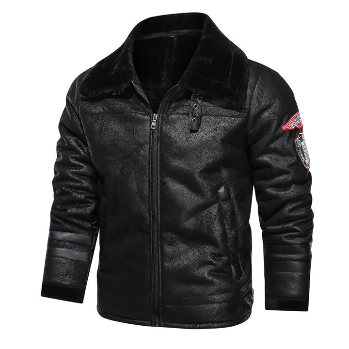 Pilot jacket for men in synthetic leather with warm lining Lune London