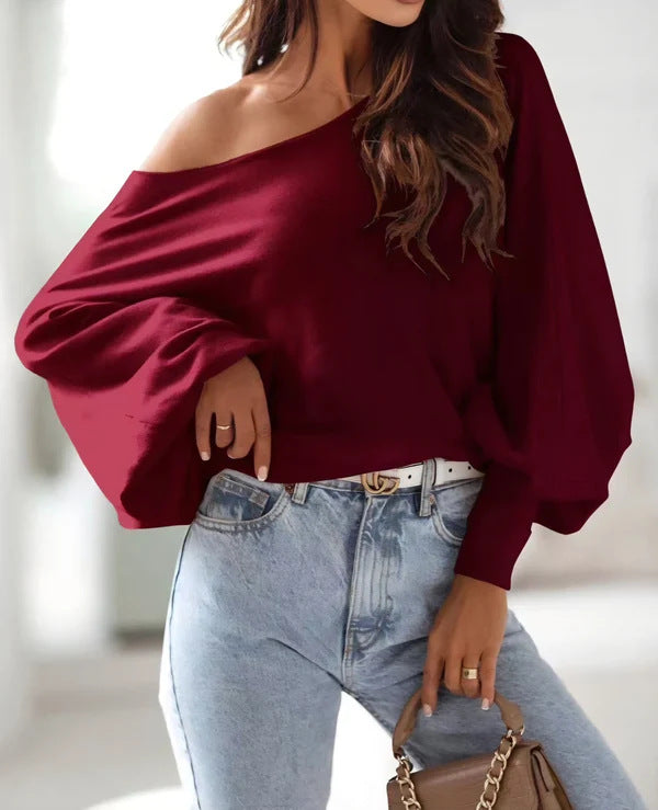 Pull oversized pour femmes avec une coupe asymétrique et un décolleté plongeant Lune London