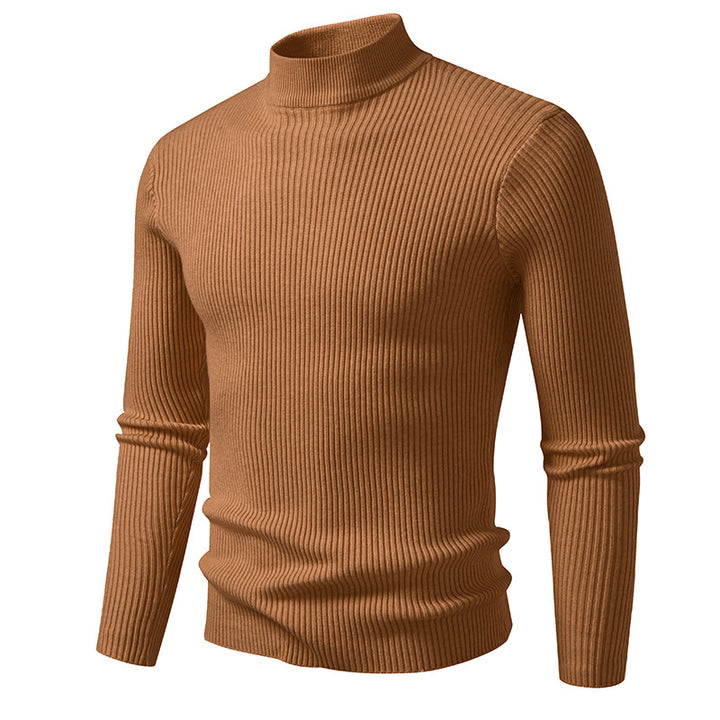 High-quality stretch wool men's turtleneck sweater with ribbed texture Lune London
