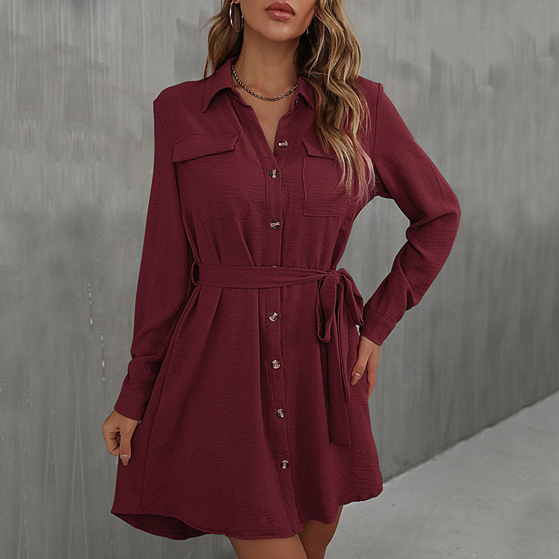 Women's Shirt Dress with A Waist Belt and Practical Pockets Lune London