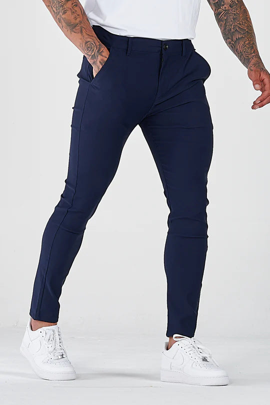 Slim-fit chino pants for men with elastic waist and stylish design Lune London