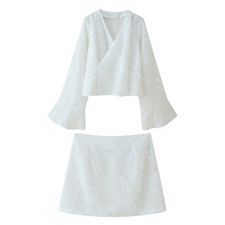 Women's set consisting of an elegant blouse with wide sleeves and a trendy mini skirt Lune London
