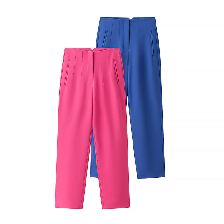 Elegant high-waisted pants for women with fine pleats and practical pockets Lune London