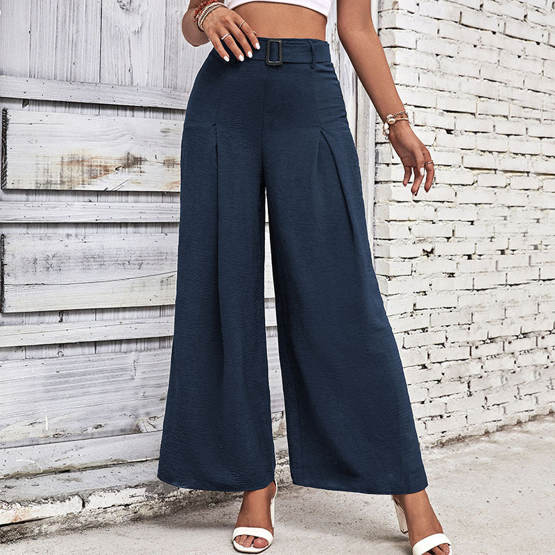 Elegant high waist wide trousers for women with belt and pleats Lune London