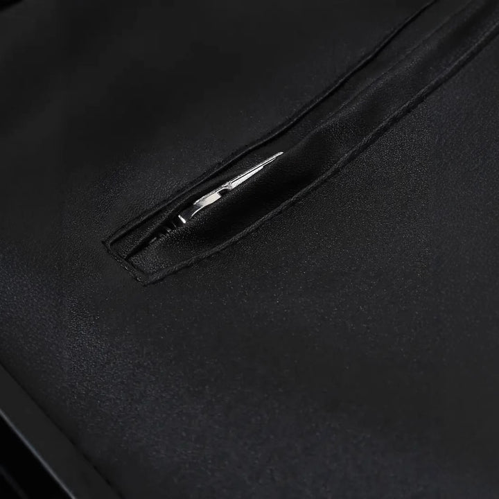 Elegant faux leather jacket for men with a modern chic design and style