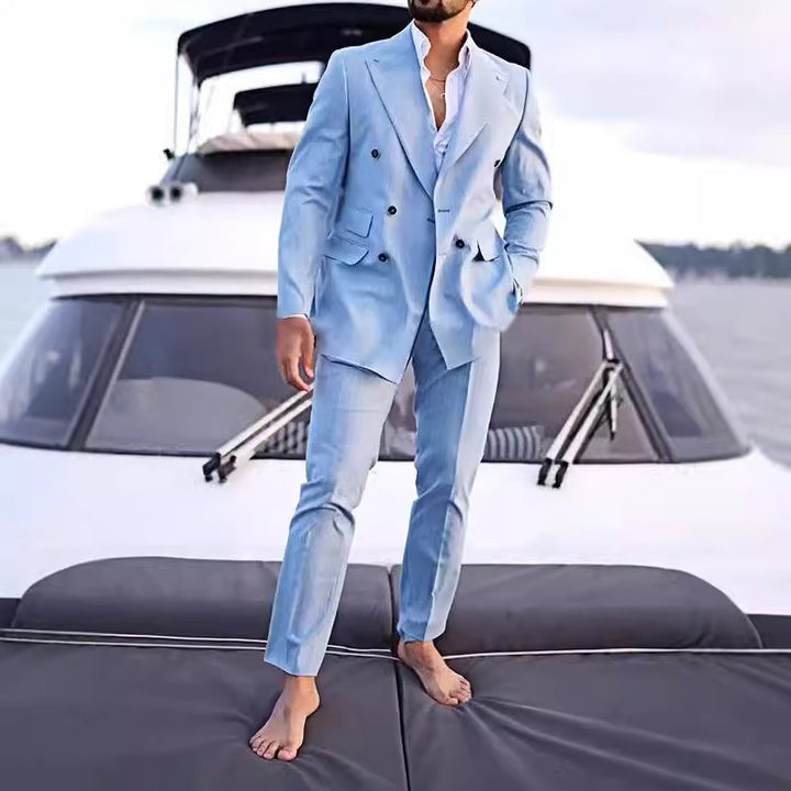 Elegant double-breasted suit for men with a striped pattern Lune London