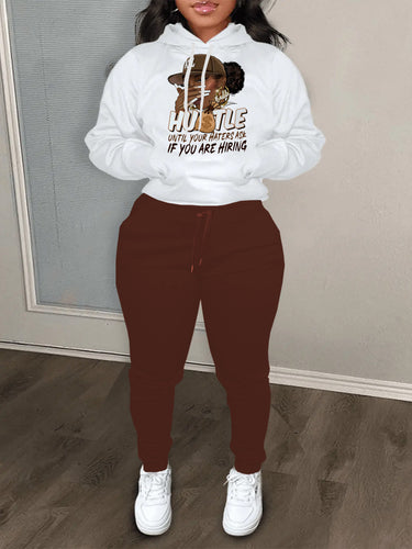 Women's hoodie and jogger pants set with motivational print Lune London
