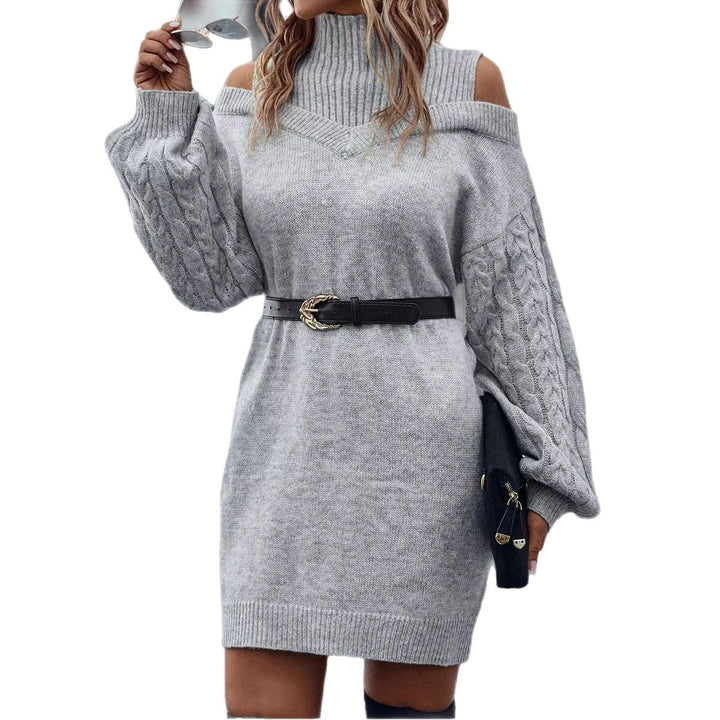 Robe en tricot pour femmes avec look décolleté et design en cable à la mode Chic & Stil