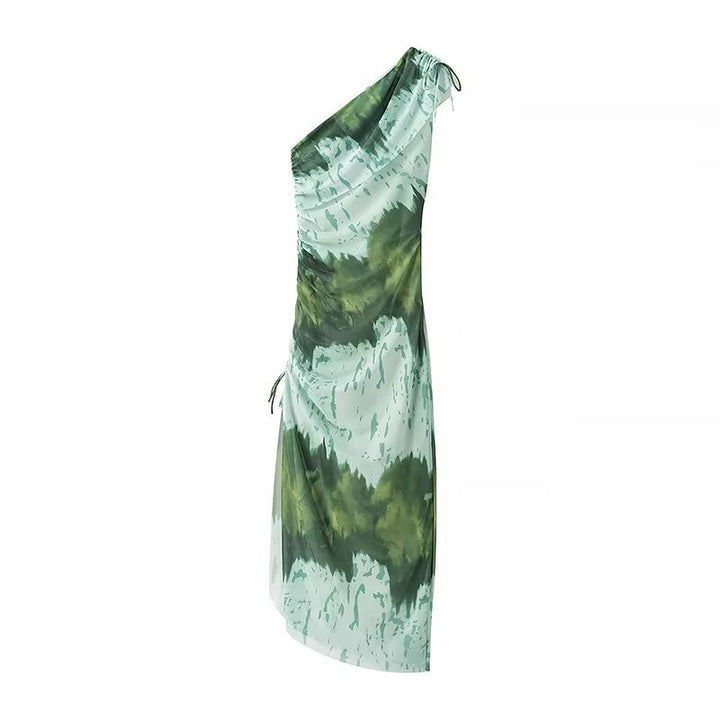 One-shoulder dress for women with refined ruffle details Lune London