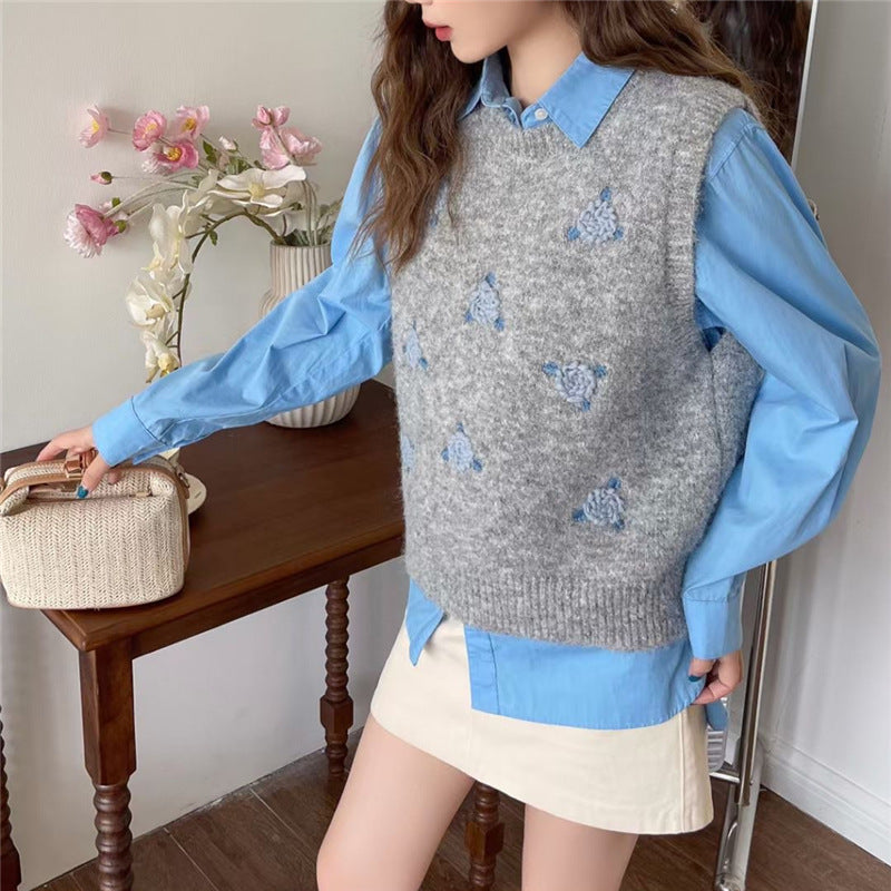 Ladies' knitted sweater with floral pattern Lune London