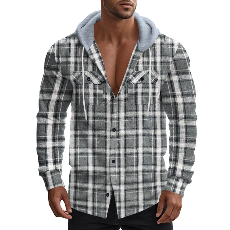 Shirt for men with hood and plaid pattern Lune London