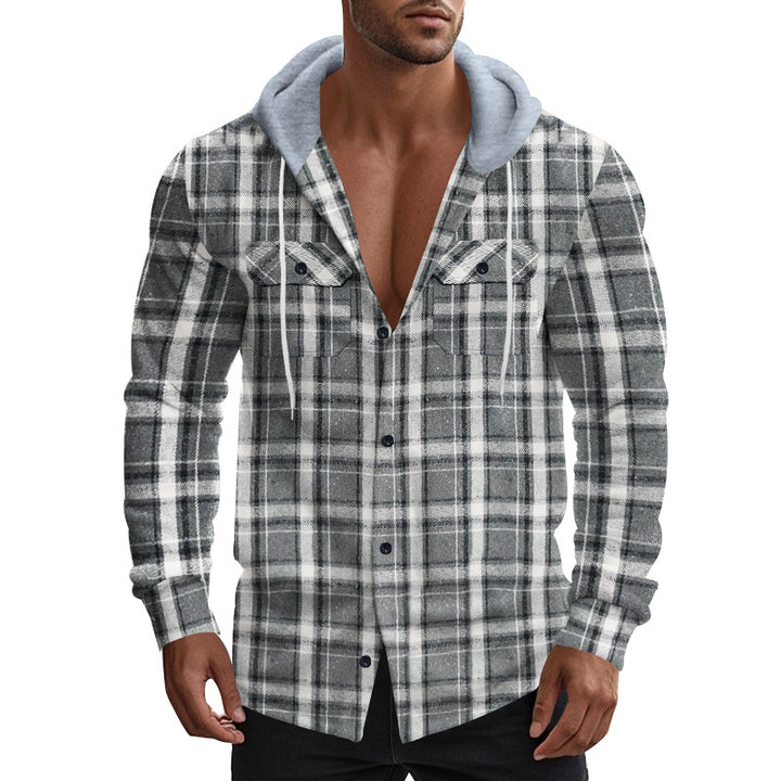 Shirt for men with hood and plaid pattern Lune London