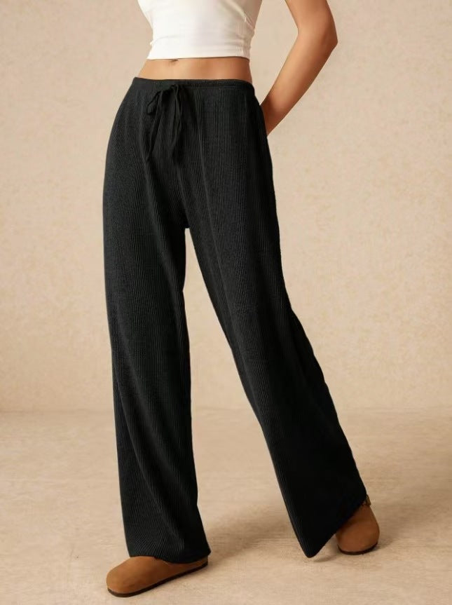 Wide ribbed trousers with drawstring Lune London