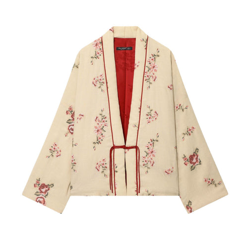 Women Elegant kimono-inspired jacket with floral embroidery Lune London