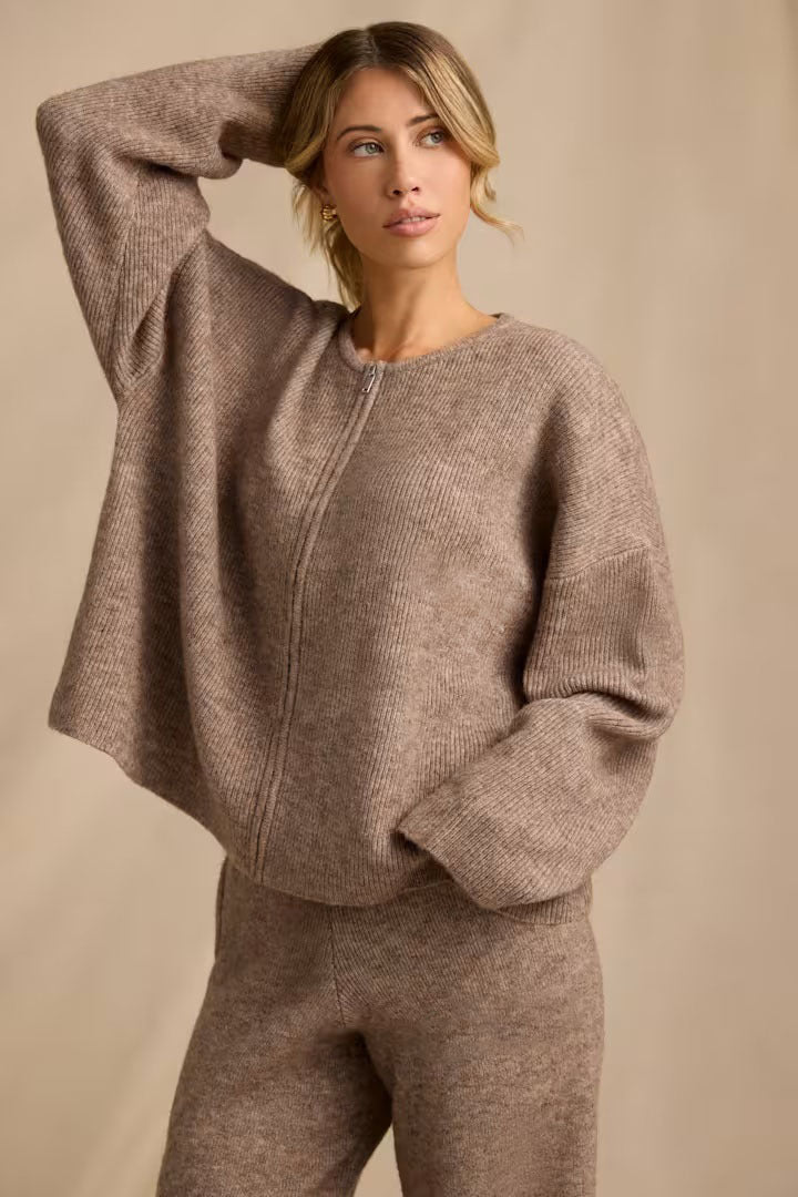 Ladies luxurious knit jacket with full zip Lune London