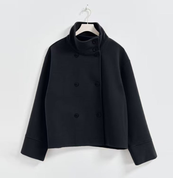 Cropped jacket for women with high collar and double breasted Lune London