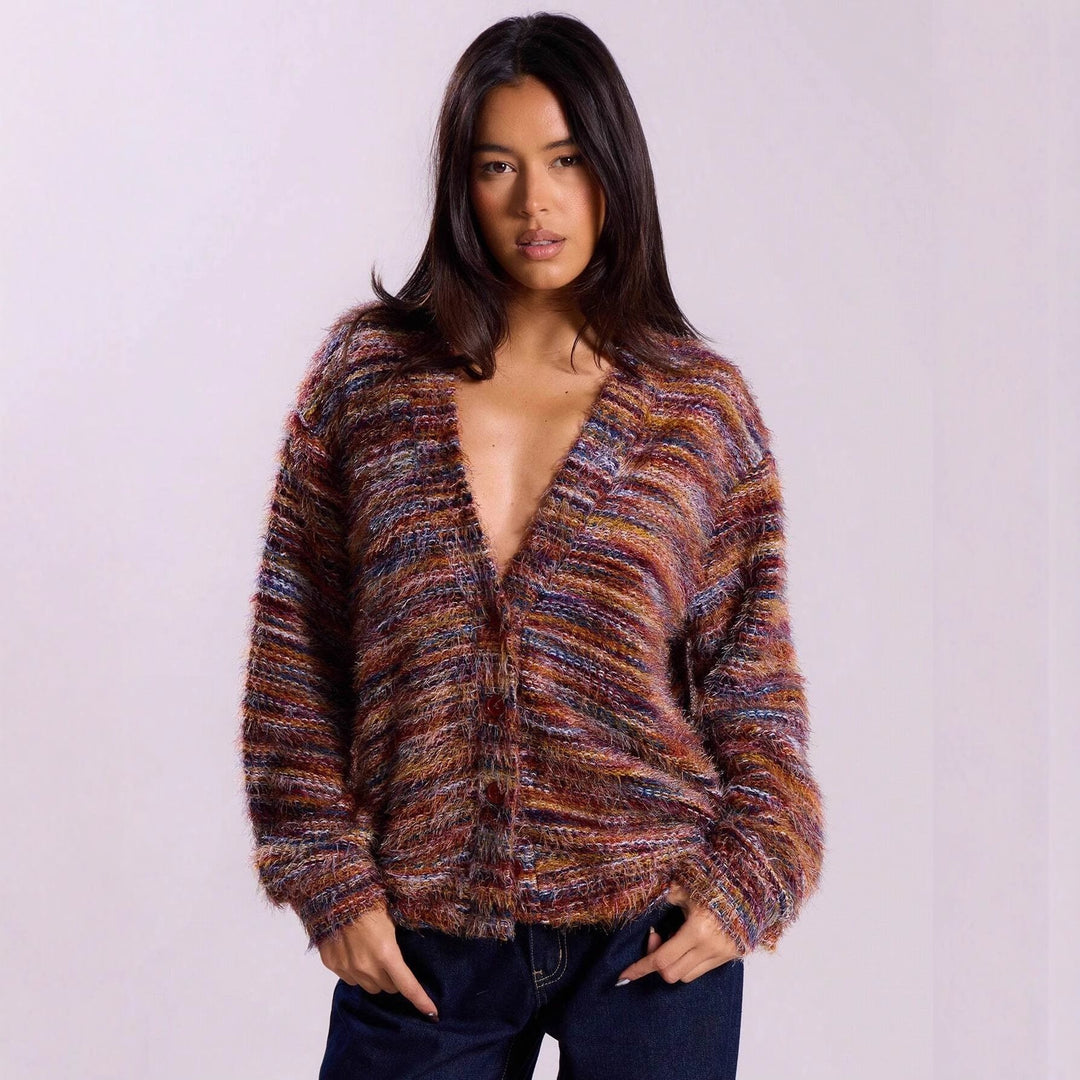 Casual women’s cardigan in structured plush fabric Lune London
