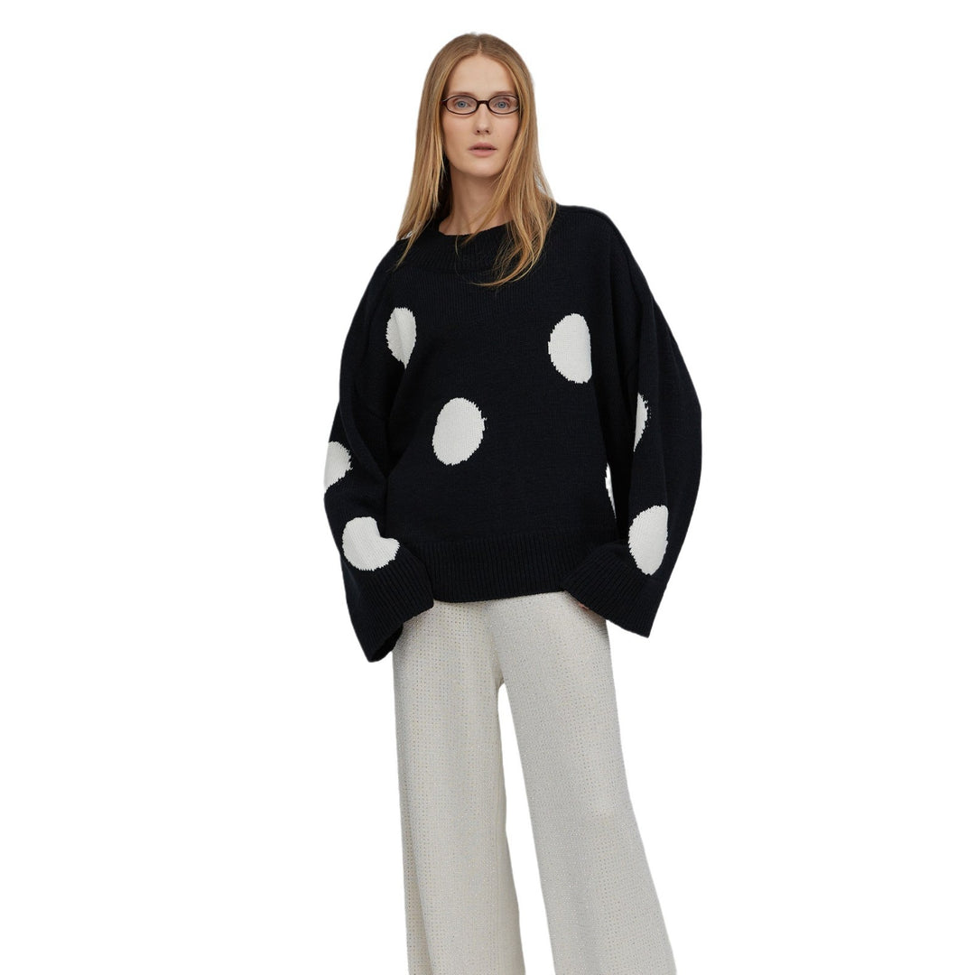 Oversized knitted sweater for women with a catchy polka dot pattern Lune London