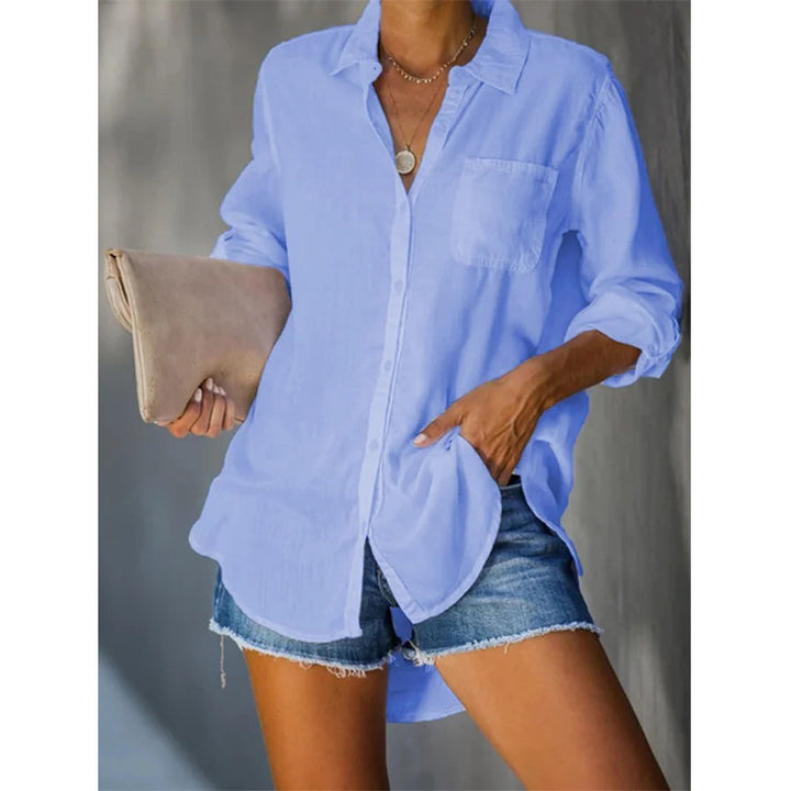 Casual blouse for women with a relaxed fit and practical chest pockets Lune London