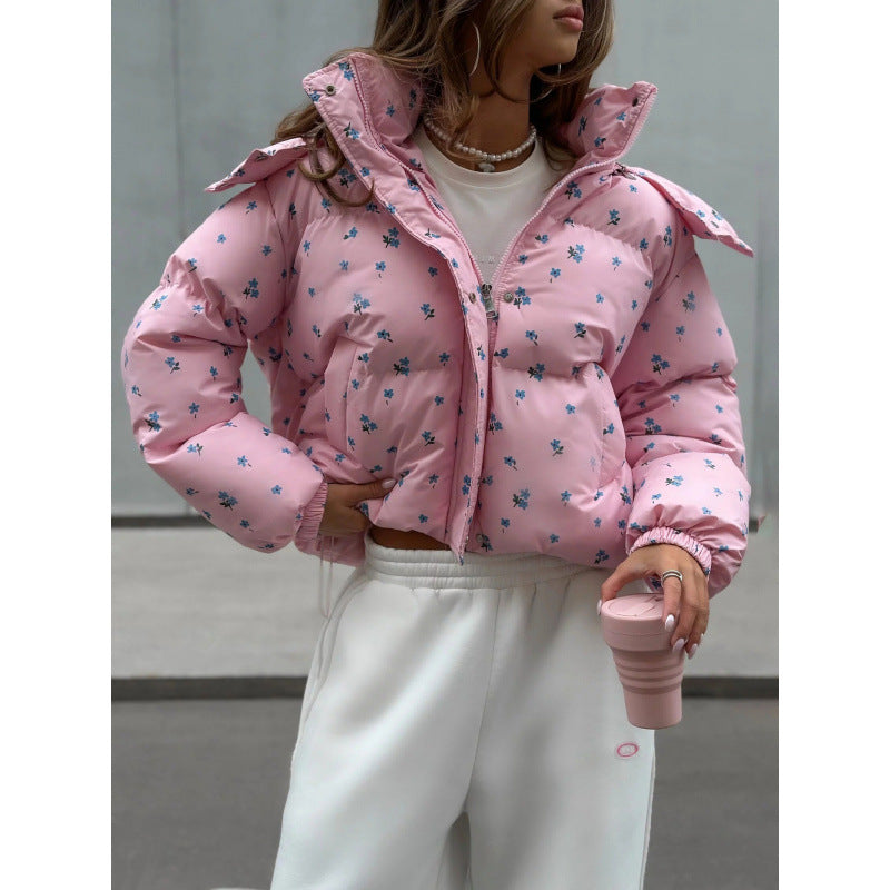 Floral quilted jacket for women, lined, with a chic and stylish modern design