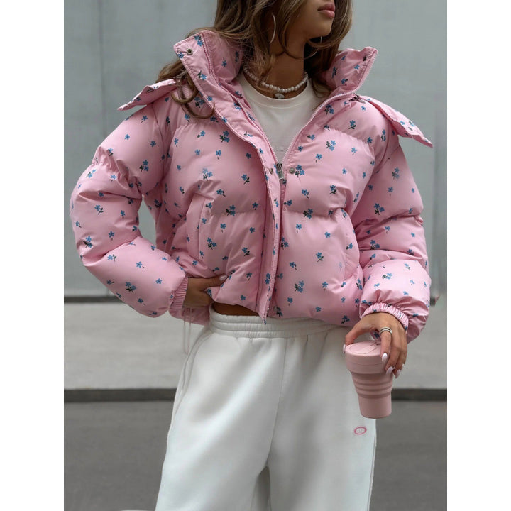 Floral quilted jacket for women, lined, with a chic and stylish modern design