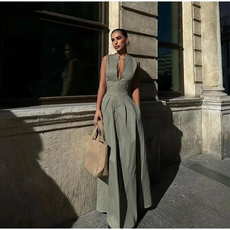 Women Elegant Casual Dress with a High Collar Design and Hidden Zipper Lune London