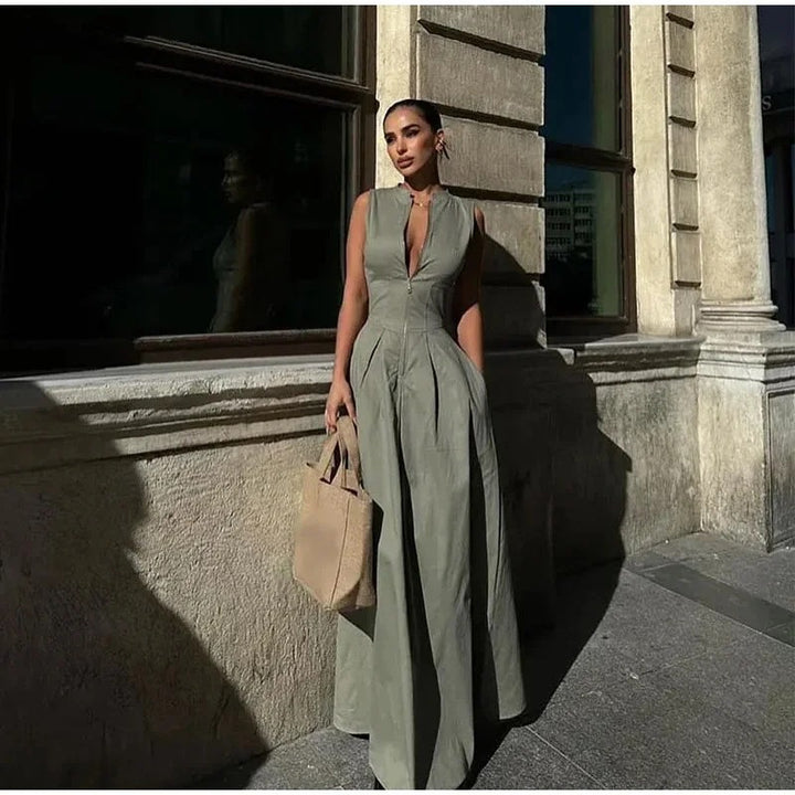 Women Elegant Casual Dress with a High Collar Design and Hidden Zipper Lune London