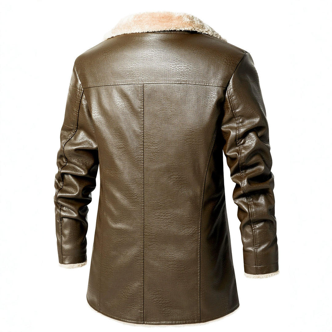 Men's synthetic leather jacket with luxurious fleece lining Lune London