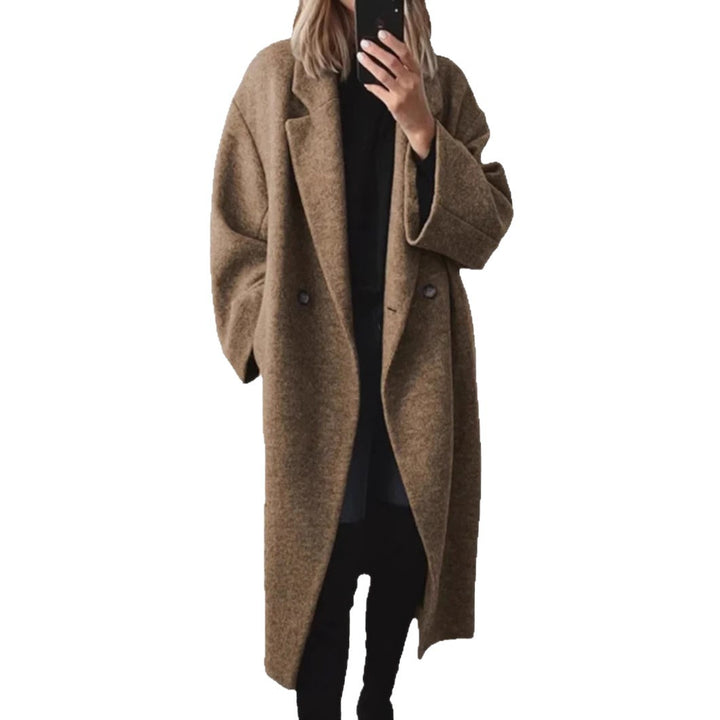 Oversized wool coat for women with structured collar and trendy button details Lune London