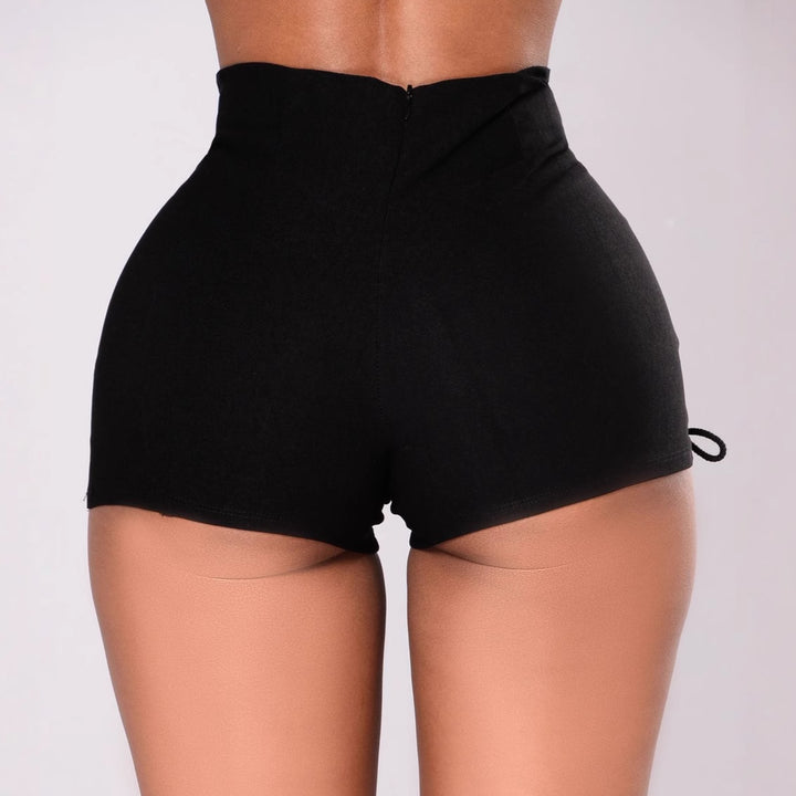 High-Waisted Shorts for Women with Lacing Details and Chic Elastic Waist
