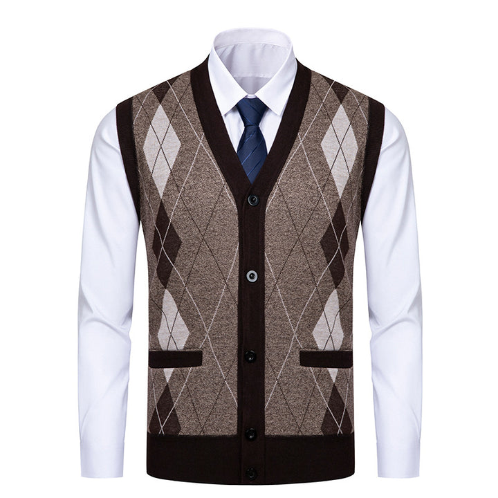 Elegant knitted jacket for men with a modern diamond pattern Lune London
