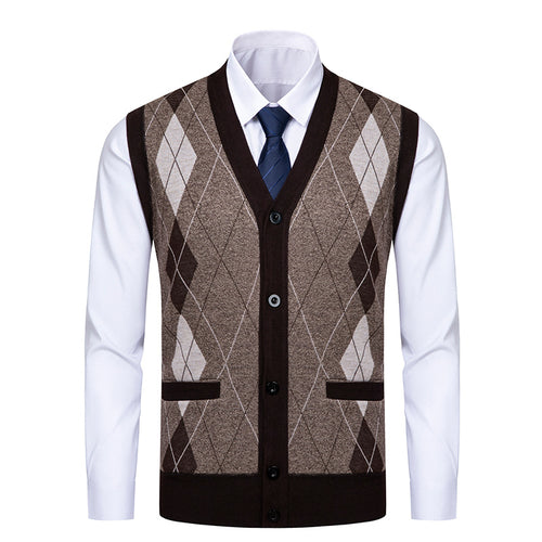 Elegant knitted jacket for men with a modern diamond pattern Lune London