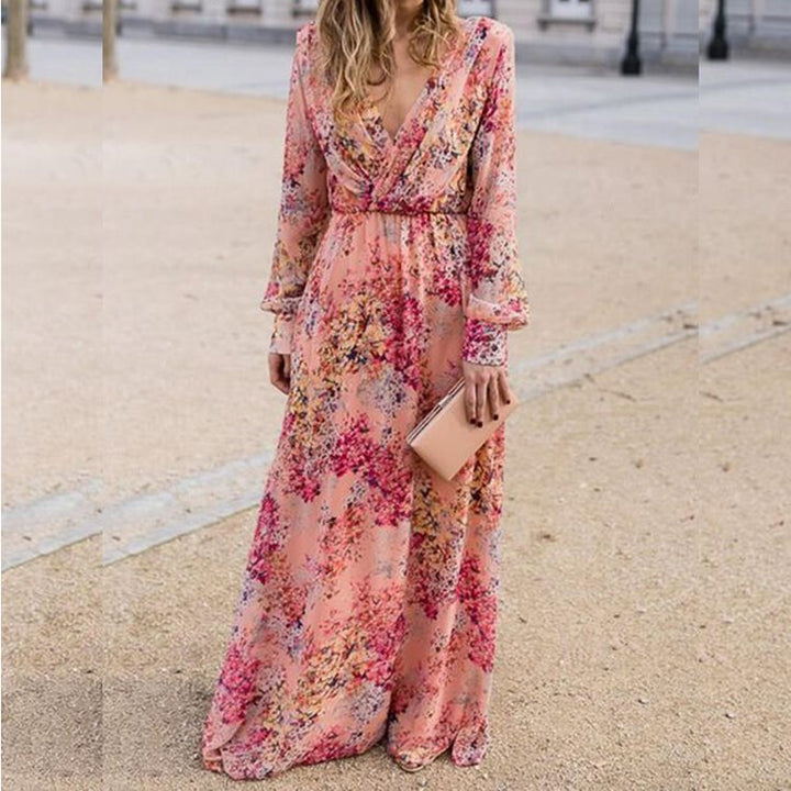 Maxi dress for women with voluminous sleeves and an elegant floral design Lune London