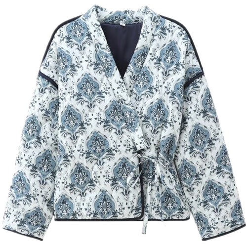 Elegant jacquard jacket for women with tie belt and luxurious pattern Lune London
