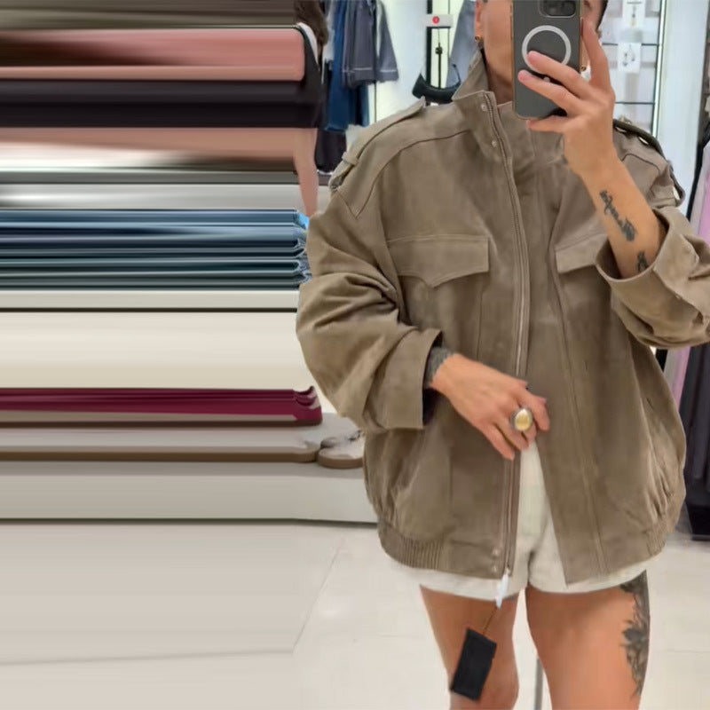 Veste en suède surdimensionnée élégante et confortable pour femmes Chic & Stil