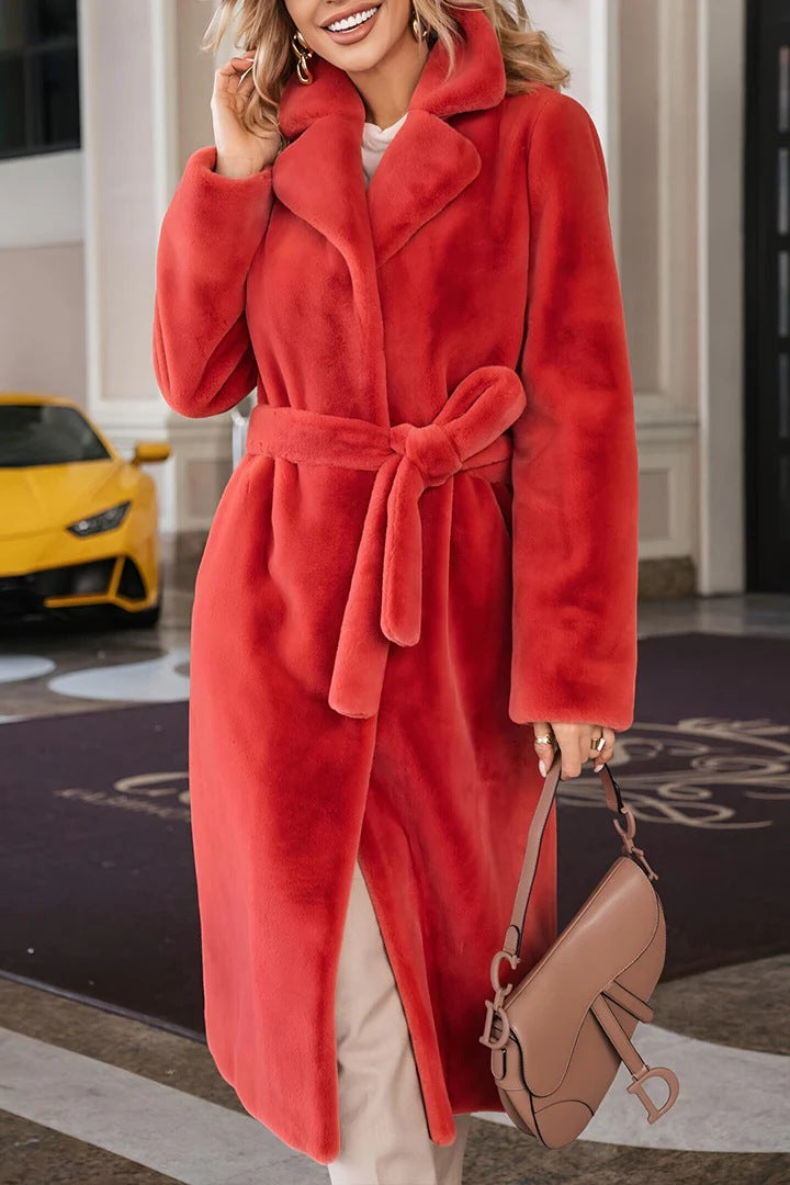 Fleece coat for women with a loose fit and large lapels Lune London