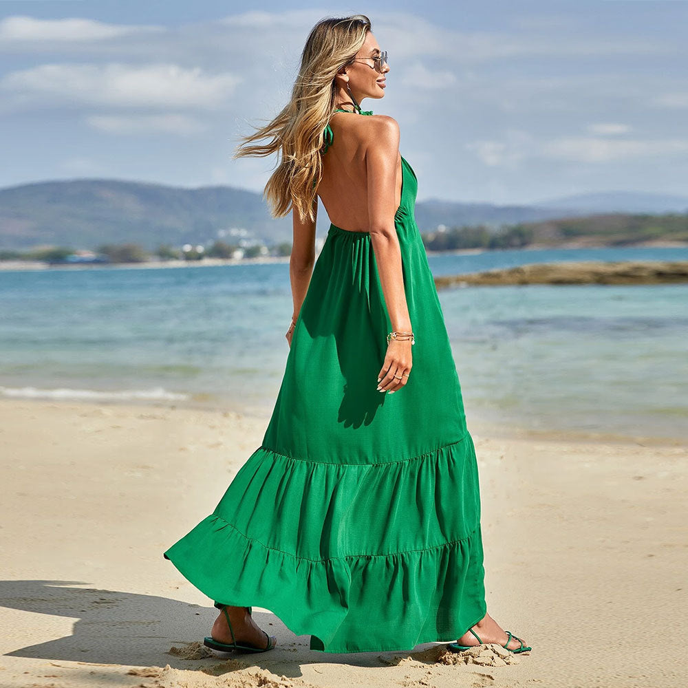 Robe maxi pour femmes avec des bretelles aérées et un ourlet fluide Chic & Stil