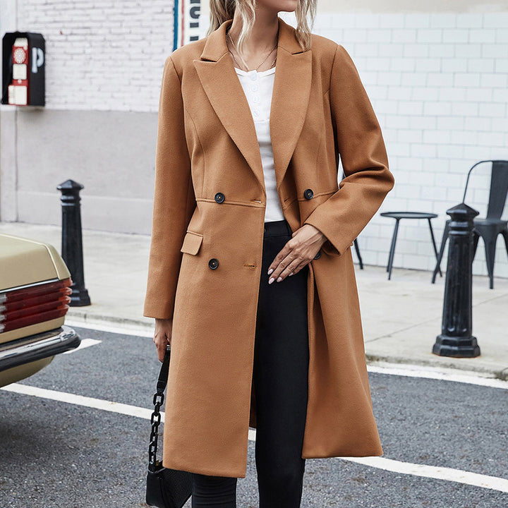 Elegant reversible coat for women with lapel collar and double-breasted buttons Lune London