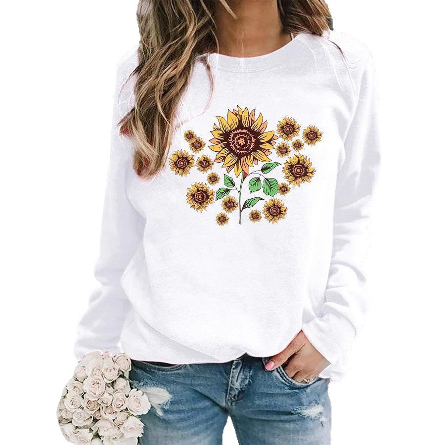 Sweatshirt femme avec motif floral de tournesol et coupe confortable Chic & Stil