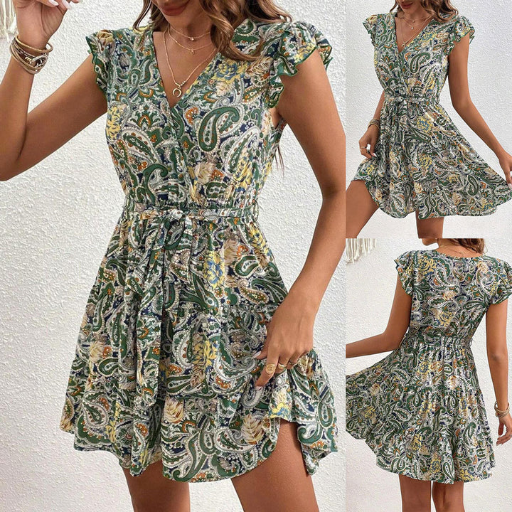Ladies Mini Dress Printed Paisley Fluid Lune London