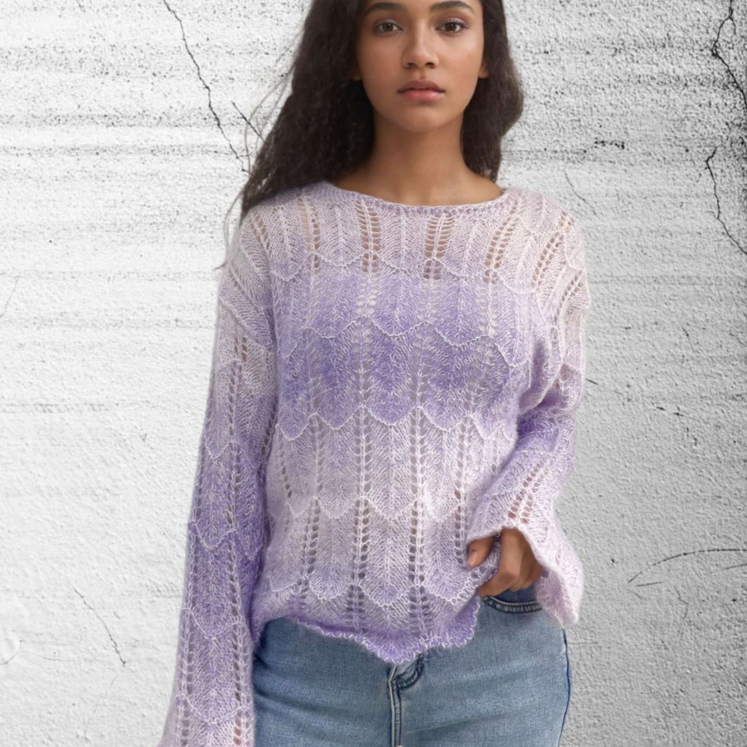 Ladies Long Knit Sweater in High Quality with a Pretty Diamond Pattern Lune London